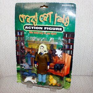 3/$55❤️sealed 2004 CRAZY CAT LADY Action Figure How many cats do you have?